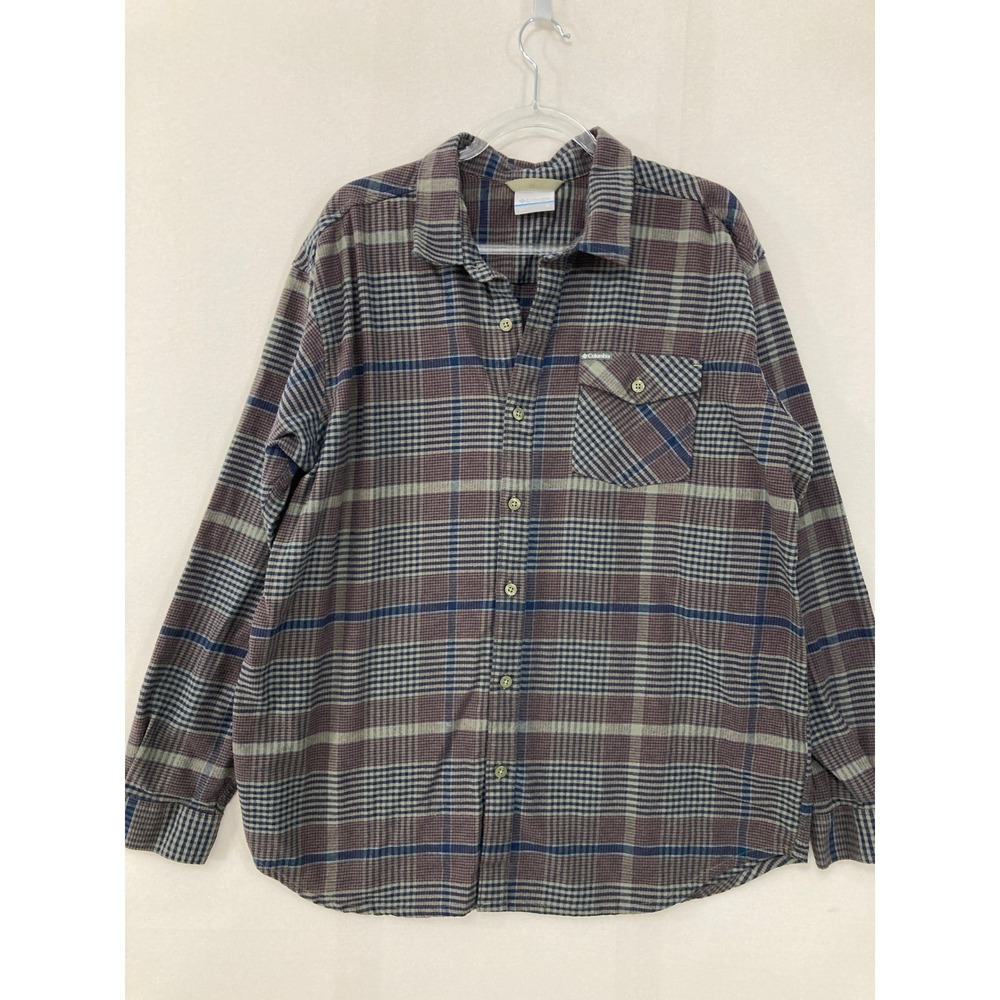 Columbia Flannel Shirt XL Gray Multi Plaid Button Down Long Sleeve Comfy